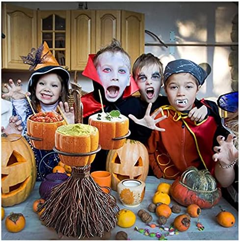 Halloween Candy Bowl Standing, Broomstick Snack Basket Holder, Halloween Candy Bowl, para decoração de Halloween do Partido, 3