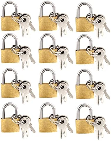 LitoExpe 12 peças Mini fechaduras com chaves, pequenos trancas de malas sólidas de cadeado de latão para bagagem, mochilas, caixa