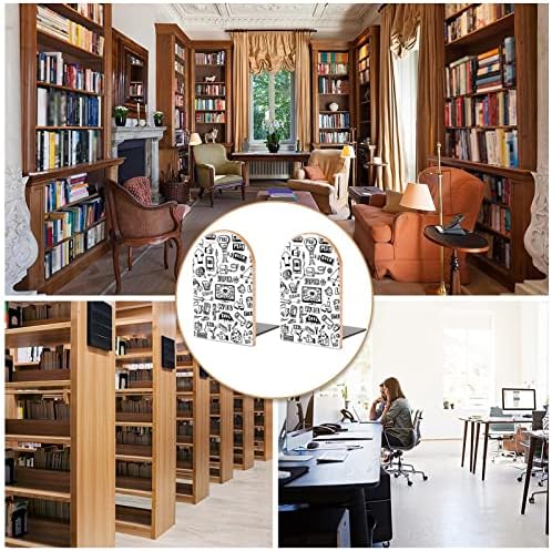 Web doodles Conjunto de Wood Livro termina 2 PCs Livros de madeira não deslizantes para decoração de escritório em casa Livros