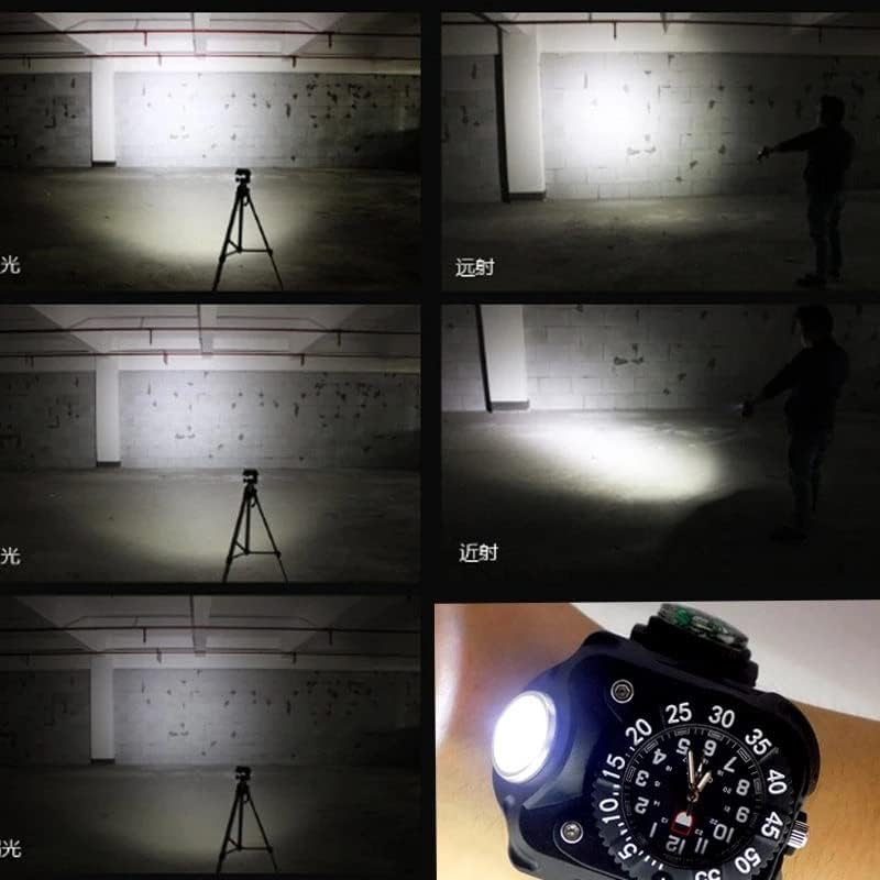 Kfjbx 3 em 1 relógio brilhante lanterna leve com bússola esportes ao ar livre Moda à prova d'água LED recarregável