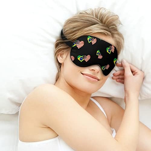 Bandeira brasileira e bandeira americana dormindo cegos máscara capa de sombra de olho fofo com alça ajustável para