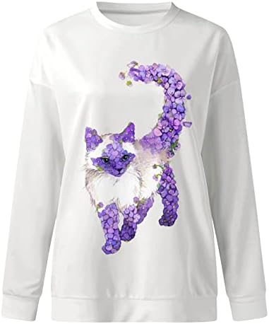 Purple Women Boat Neck Spandex Outerwear Track Athletic Roupfits Sleeve Sleeve Cat Lavanda Floral