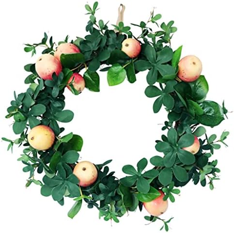 Zhyh Autumn Harvest Festival Home Wreath Fruta simulada e folhas verdes Portão Festiva Porta pendurada