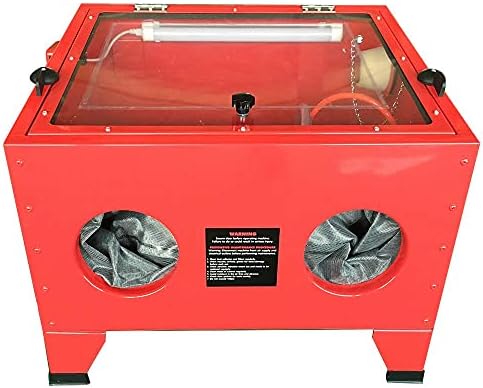 MOTOOS BENCH Top Small Sandblast Media de gabinete de jateamento de 25 galões Capacidade vermelha