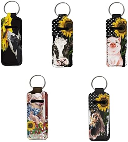 Baxinh 5 peças Chapstick Holder Keychain Set for Women Girl, portátil Lipstick Holder Keychain Bulk for Outdoor