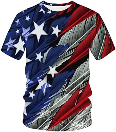Camiseta de pescoço de tartaruga camisetas gráficas camisetas casuais 3d 4 de julho Padrão de bandeira vintage T mamas de camisetas