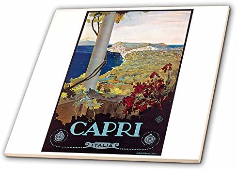 3drose CT_126045_1 Capri Italy Italy Italian Travel Poster Ceramic Tile, 4 polegadas