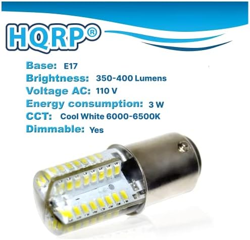 HQRP 110V E17 Base Base Silicone Crystal LED Bulbo LED Compatível de branco frio com general Electric WB36X10003 Substituição