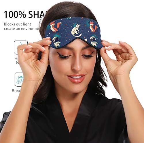 Alaza Fox Cat Animal Sleep Mask for Mull Men Blackout Refriamento Máscara de olho engraçada para dormir com elástica tira