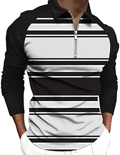 ZDDO 2022 Novas camisas de pólo para homens, zípira de colorido de manga comprida colorida de coloração de retalhos de golfe