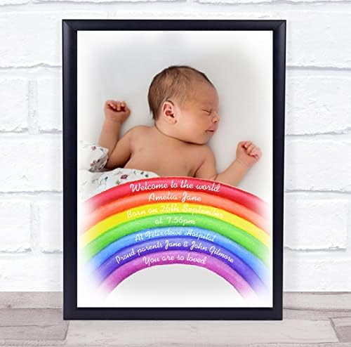Rainbow Photo Birth Detalhes do berçário Bristenagem Novo bebê impressão de presente de lembrança