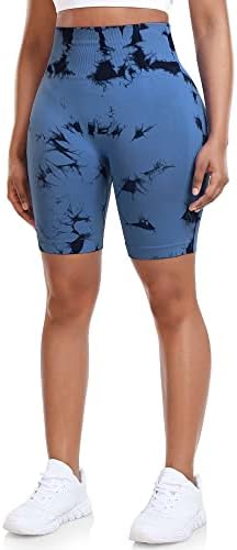 Yaavii Tie Tye Boty Boty Bicker Shorts Contra -treino contínuo para mulheres, ginásio de elevador de barriga de barriga