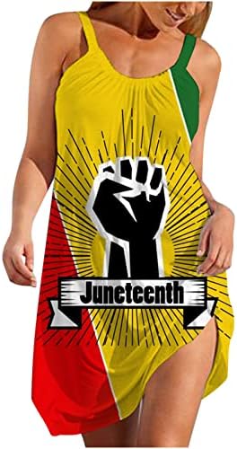 Ruziyoog Juneteenth 1865 Dress Vintage for Women Freedom Day Day Casual Sundress Sundress Summer Summer Sexy Camis Tunic