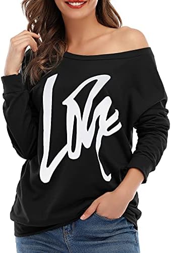 American Trends Womens Sweatshirt Off ombre camisetas de pulôver adoram impressão de manga longa tops casuais desleixados