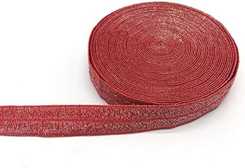 Ttndstore 5 jardas 5/8 brilho multirole dobram -se sobre elastics spandex satin band diy costura de costura acaba vermelho - brilho vermelho