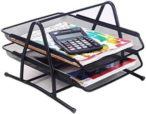 MHYFC Metal Mesh Desktop Arquivo Classificador Bandeja de mesa Organize com 2 letras, preto