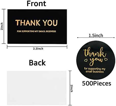 500 peças 1,5 polegadas Obrigado por apoiar meus adesivos para pequenas empresas e 120 peças 2 x 3,5 polegadas pequenos