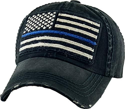 FAGN USA America Militar Militar Linha azul fina fina linha vermelha vintage Baseball Cap -hat hat hat unisex Ajustável