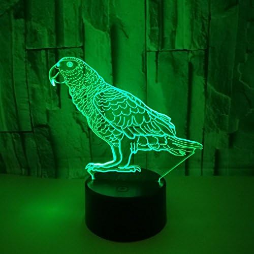 Parrot Modelo Night Light Toys 3D Lâmpada de ilusão de ótica com toque e controle remoto e 16 cores Mudando a decoração