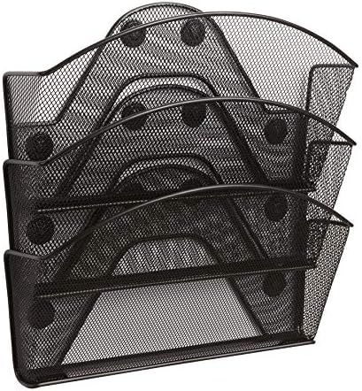 Produtos Safco Onyx Magnetic Mount Mesh Triple File Pocket, 4175bl, acabamento em pó preto, construção de malha de aço durável, funcionalidade de economia de espaço