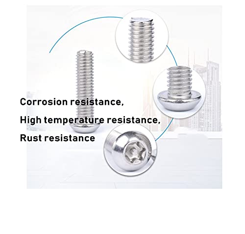 CSEAO 10pcs M8 15mm Torx em parafusos de segurança da cabeça do botão de pino, parafusos à prova de violação, acabamento simples,