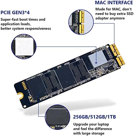 ROGOB 256GB MAC SSD PCIE GEN3*4 NGFF Solid State Drive para MacBook Pro/Air/Mini 2013-2017 Upgrade SSD