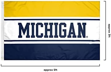 NCAA Michigan Wolverines unissex dupla lados 3 'x 5' logotipo da equipe horizontal, horizontal 3 'x 5', tamanho único