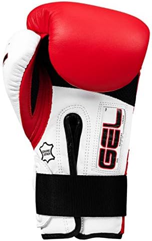 Luvas de treinamento em suspense em gel de boxe de boxe, vermelho/branco, 12 oz