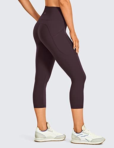 Crz Yoga Womens escovou nua de ginástica Capri Leggings Pockets 19 - Calça de ioga de barriga atlética de barriga atlética de cintura