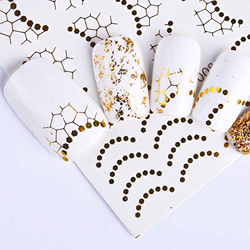 Auocattail 30 lençóis adesivos de unha adesivos de água Decalques de unhas de água Gold e prata Mistor misto Metallic unhas adesivos Animais Butterfly Lace Moon Star Art Decorações de unhas