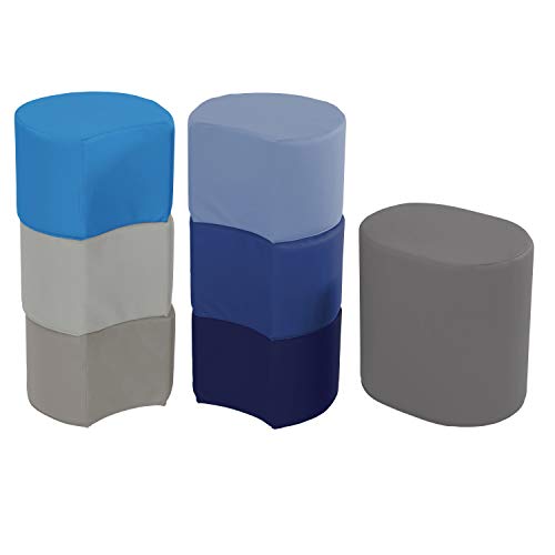 Factory Direct Partners 10441 -NVPB Softscape Crescent Soft Soft com assento de professor, assentos flexíveis coloridos modulares para salas de aula e creches - marinha/azul em pó azul