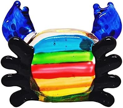 Witnystore 1 Longo caranguejo multicolorido com garras azuis Réplica de vidro de vidro de vidro de vidro