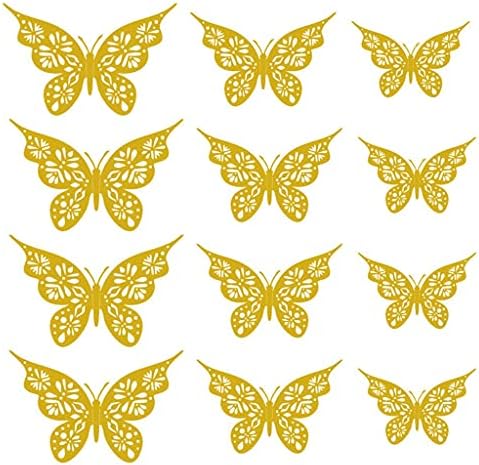 Mllkcao 12pc 3d Decoração de parede de borboleta dourada decorações de borboletas decorações de bolo de festas de