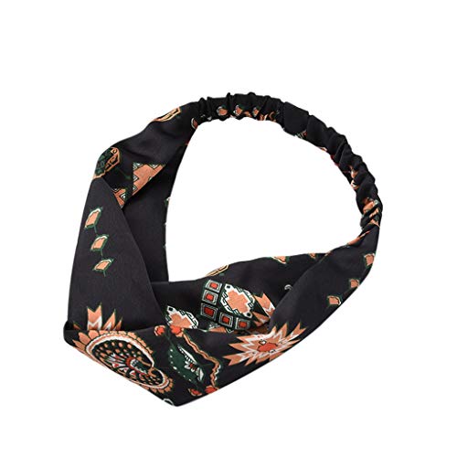 Hysgm Women Boho Floral Impresso Nó da cabeça Elastic Elastic Wrap Yoga Turban Hairband