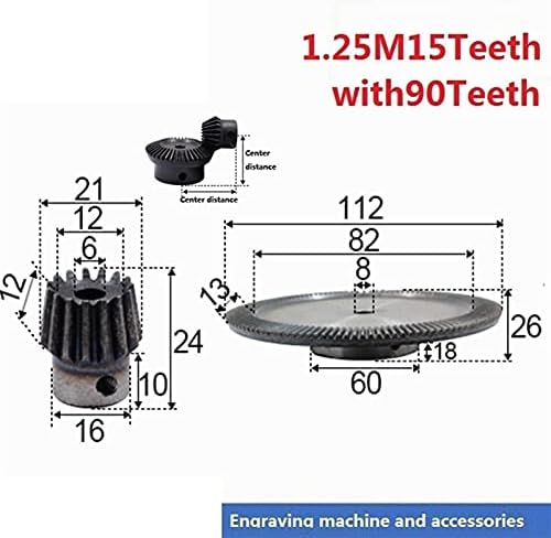 ZGF-BR 2PCS 1: 6 ENGRENAGEM CELA 1.25 Módulo 15TETE Hole 6mm+90 dentes Hole interno 8mm 90 graus de comutação de unidade