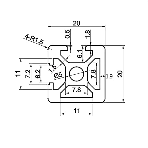 Coavoo 4 pacote 2020 t slot preto extrusão de alumínio 2 tampas de 50,39 polegadas / 1280 mm de comprimento, alumínio