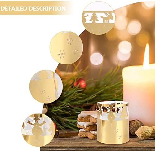 Didiseaon Decoração de Natal 50 PCs Capas de vela de natal, papel hollow snowflake padrão de vela de vela de vela capa de metrô