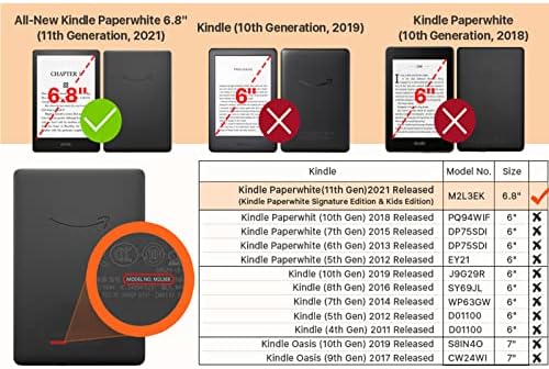 Caixa de suporte de 6,8 polegadas para 2021 11th Gen Kindle Paperwhite / Premium Protective Capa Sleeve com acordar e sono automático,