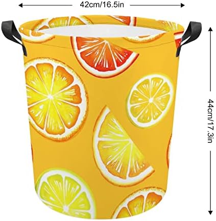 Limão Grapefruit Aquarela Grande cesta de lavanderia impermeável à prova d'água Lavanderia tropical Lavander