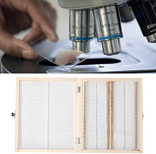 Vidro de 100pcs de biologia, caixa de lâmina de slides preparada caixa de lâminas de microscópio de microscópio preparado em gabinete