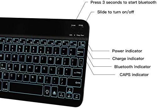 Teclado de ondas de caixa compatível com o tablet Android 11 Full para Kid Fly7073 - Teclado Bluetooth Slimkeys - com luz de