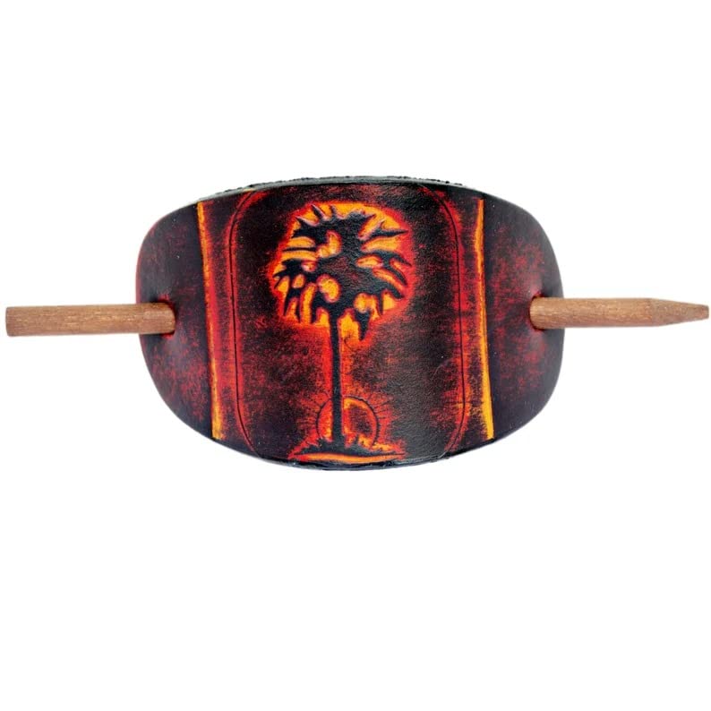 Palm Tree Tree Leather Stick Barrette - Summer Style Leather Hair Pin - Leather Hair Slide - Hippie Hair Acessório - Acessório