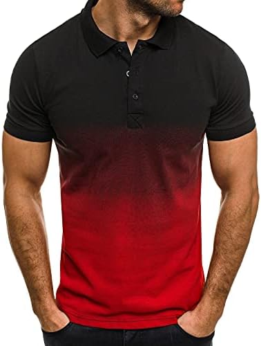 Camisa de manga curta masculina moda casual 3D gradiente de t-shirt lapela de plus size blusa esportiva tops