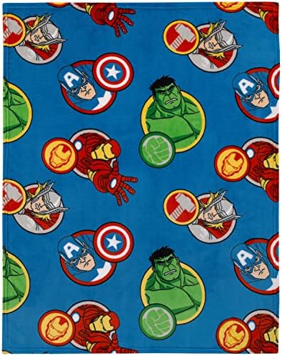 Marvel Vingadores Cobertor Toddler - 40 ”x 50” - Super macio, macio, quente e confortável