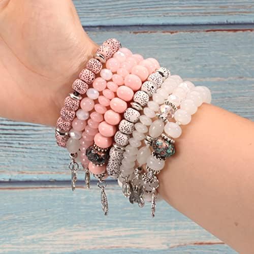 6 Set Butterfly Bracelets para mulheres e adolescentes miçangas multicamadas Taxel Bracelet Charm Boho Jóias coloridas