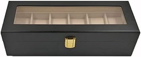 DLOETT 6 Slots Caixa de relógio de madeira Exibir caixa de estampa de jóias de joalheria Jóias de armazenamento de jóias Caixa de armazenamento