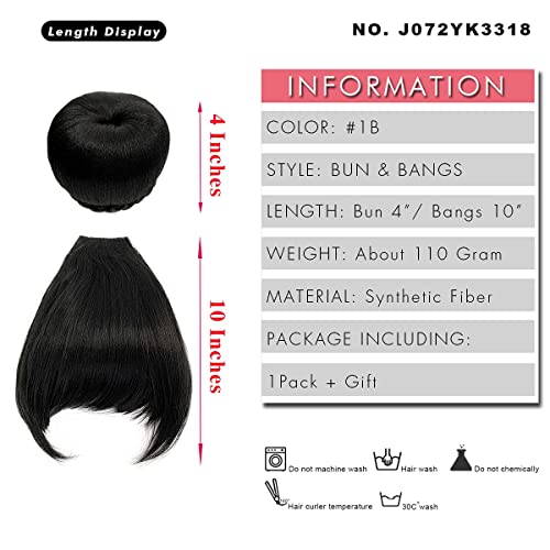 Vavanga Bun Bangs 2pcs Conjunto e 30 polegadas de traço de tração de prorrogação Yaki Extensões de cabelo lisadas