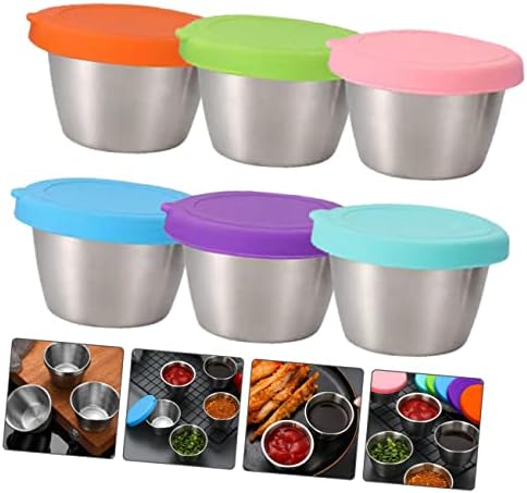 Zerodeko 6pcs caixas salada de porção com tampa que serve a viagem de cozinha vinagre recipiente redondo lanches molho