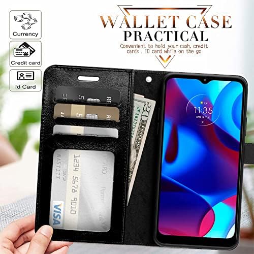 Warmson para moto G Pure/Moto G Power 2022 Caixa, moto G Caixa de carteira pura com caça -níqueis de cartas Strap PU PU Couro à prova