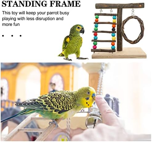 Patkaw Wooden Toys Parrots Playground Colors Suba escadas penduradas em madeira balanço de madeira Bird Cage Toy Exercício Centro de atividades para conure